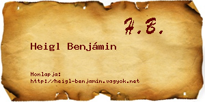 Heigl Benjámin névjegykártya